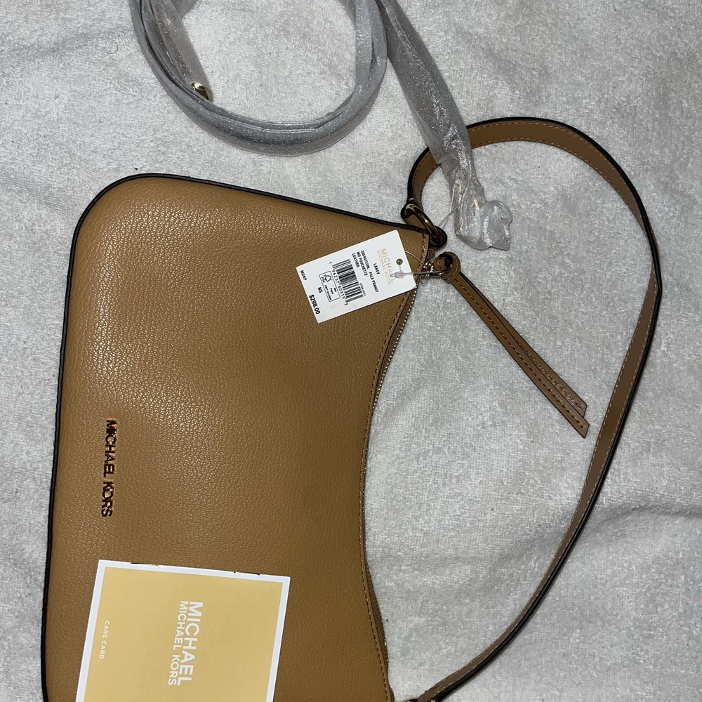 MICHAEL Michael Kors Tan and Gray Crescent Shoulder Bag
